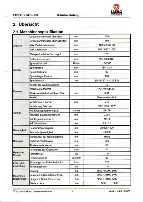 CNC Drehmaschine SAEILO MLS 500 (C-Achse)