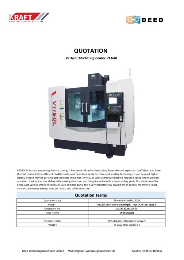 CNC Bearbeitungszentrum vertikal DEED VL V1160L