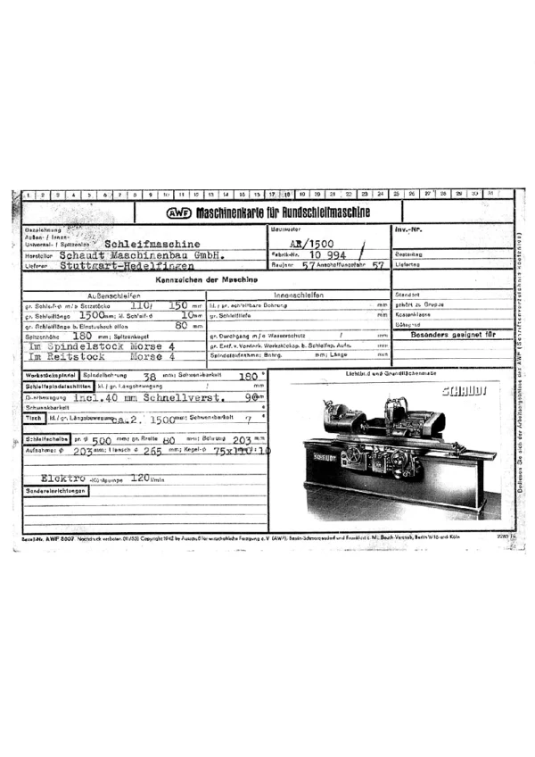 Außenrundschleifmaschine SCHAUDT AR 1.500 – Frontansicht