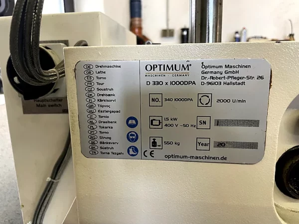 Konventionelle Drehbank Optiturn D330x1000 – Hydraulik