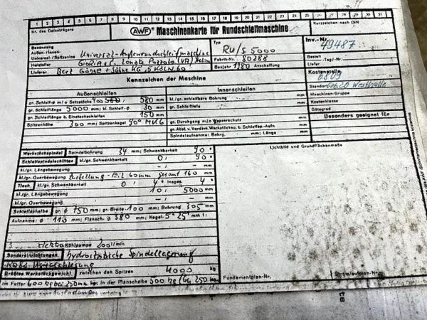 Gebrauchte Außenrundschleifmaschine Gioria RU/S 5000 – Schleifscheibe